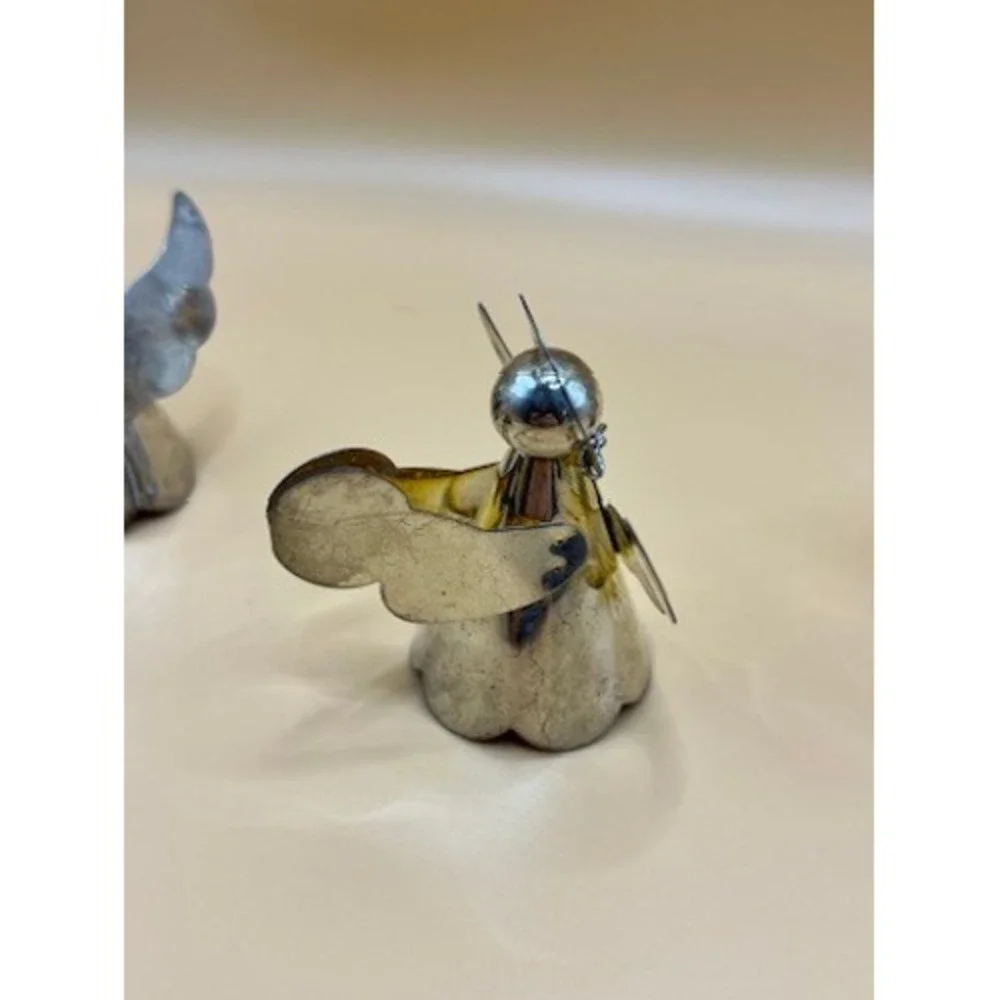 Vintage Mini Silver Plated Angel Ornaments - Made In Hong Kong